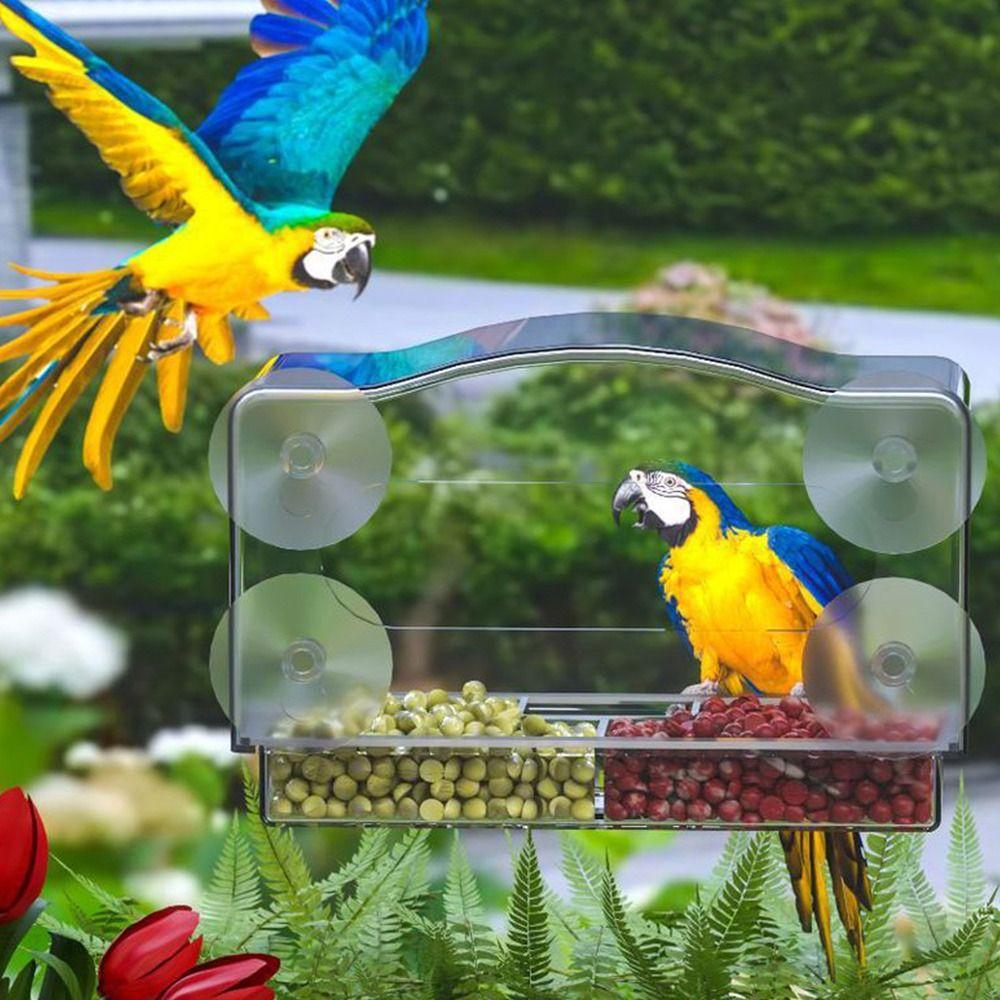 Easy-Clean Bird Feeder Acrylic Pet Accessories Creative Outdoor Feeder  Patio