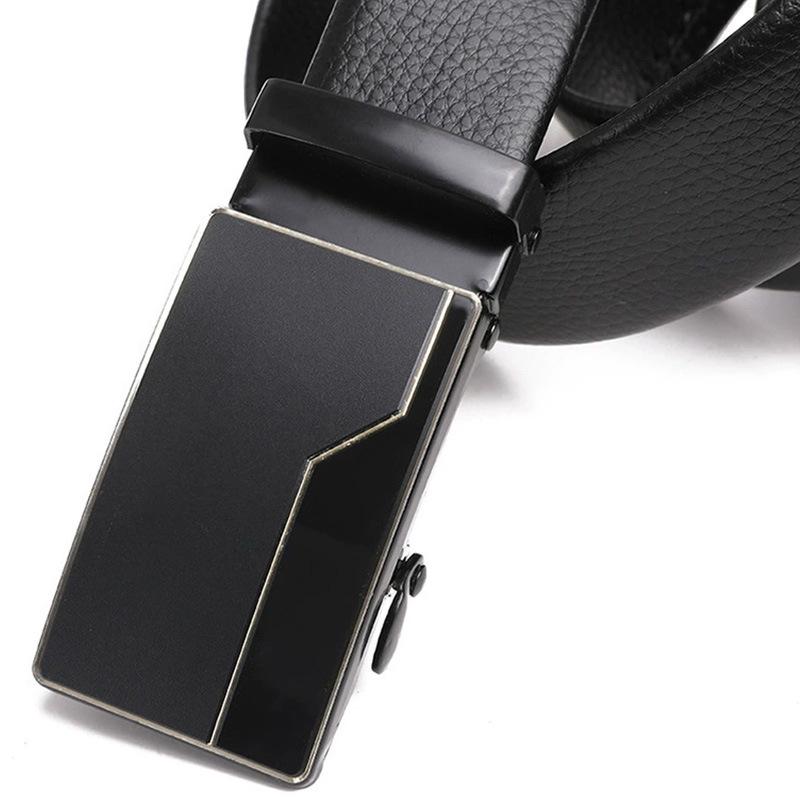 Belt Men'S Automatic Buckle Belt Lychee Pattern Hemming Belt Business Belt Stall