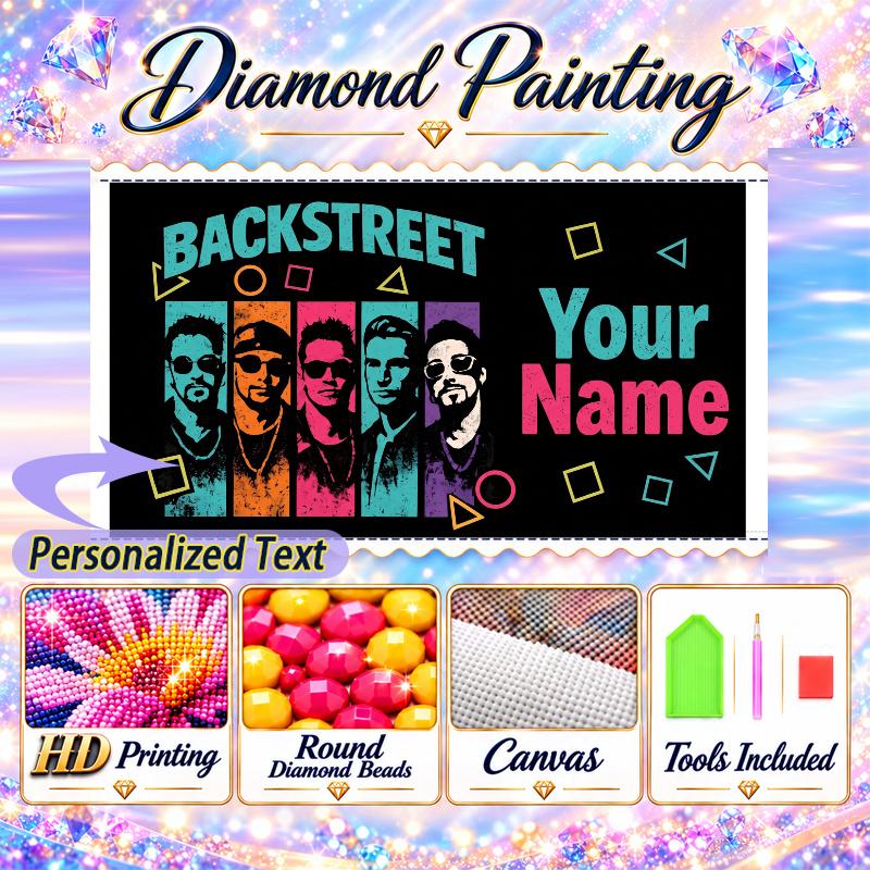 Backstreet Boys 5D DIY Diamond Painting Custom Name Text, Full Drill Rhinestone Mosaic Art Home Gift