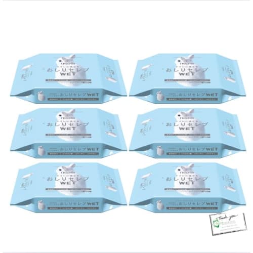 Nepia Oshiri Celeb WET Refill, 60 Sheets Per Pack (6 Packs), Flushable Wet Toilet Paper, IIDAYS Original