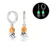 Sparkling Pearl Heart Hoop Earrings 925 Silver Bat Ghost Halloween Earrings Luxury Women Fine Jewelry Gift