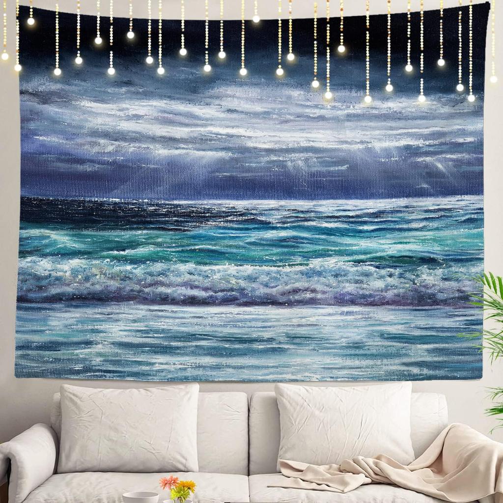 Shrahala Ocean Wave Tapestry Nature Wall Hanging Large Psychedelic Tapestry for Bedroom Living Room Dorm Black and White