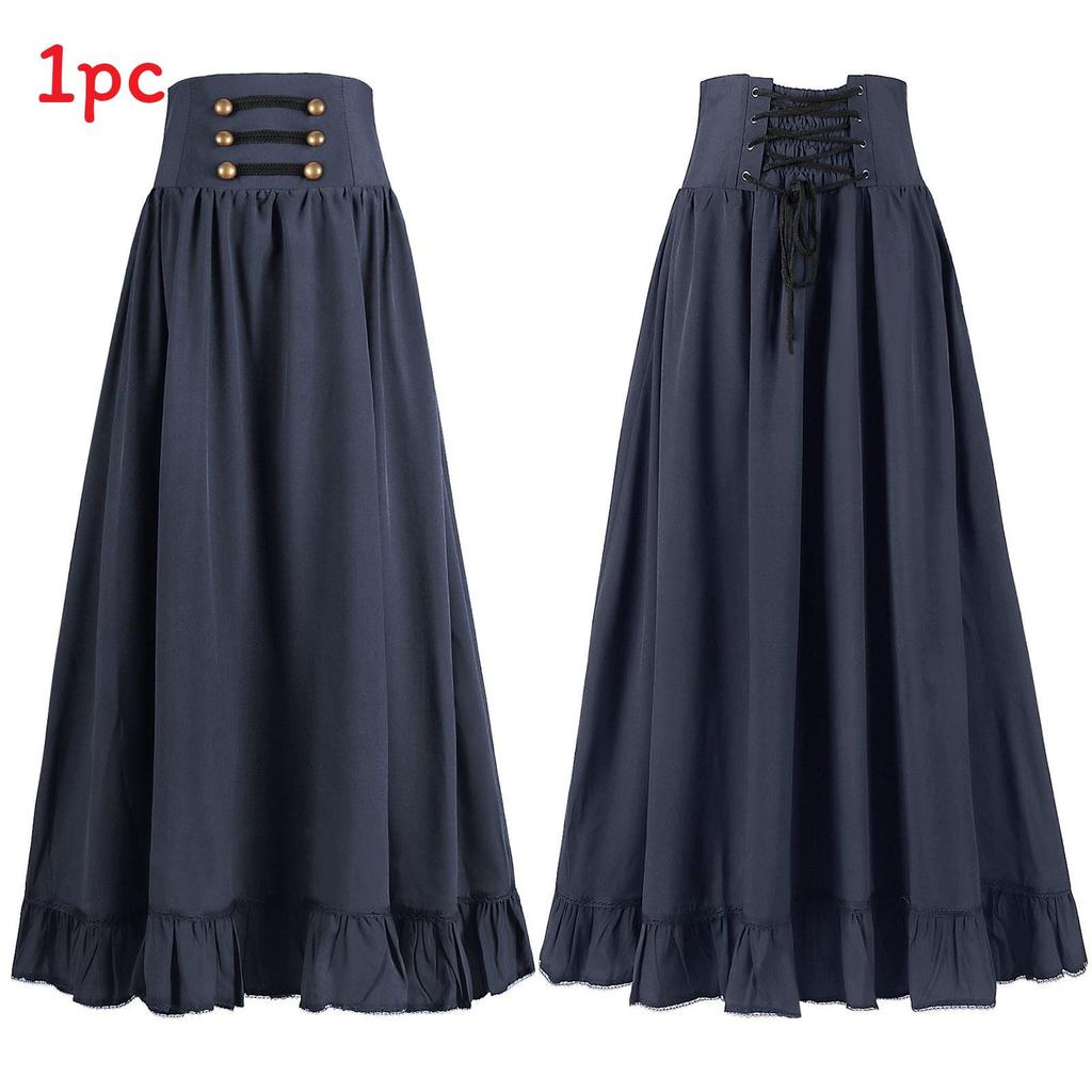 Halloween Gothic Renaissance Skirt With Drawstring For Cosplay And Costumes