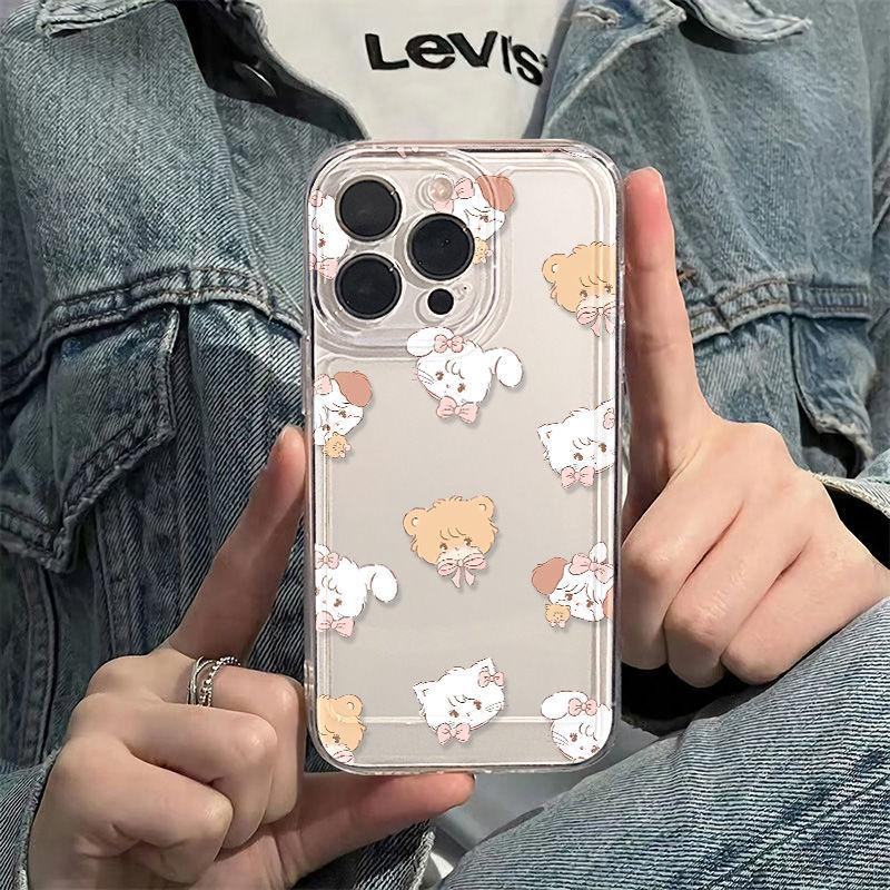 Cute Bow Rabbit Bear for iPhone17promax iPhone 16 Phone Case 14/13 Fine Hole 15