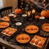 Decorative Disposable Plate Cup Set Pumpkin Pattern Disposable Utensils Set  Ghost Festival