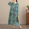 New Spring Summer Women Plus Size Vintage Floral Print Long Dress Loose Oversize Maxi Long Sleeve