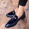 Men's Large Suede Pointed Toe Leather Loafers - British Style Formal/Casual Slip-ons