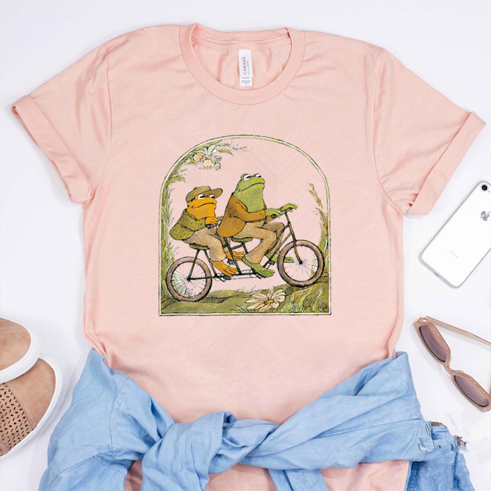 Frog and Toad Shirt Vintage Classic Book Cover TShirt Funny Frog Graphic Tee Bookish Top Short Sleeve Shirt Retro Casual Tshirt