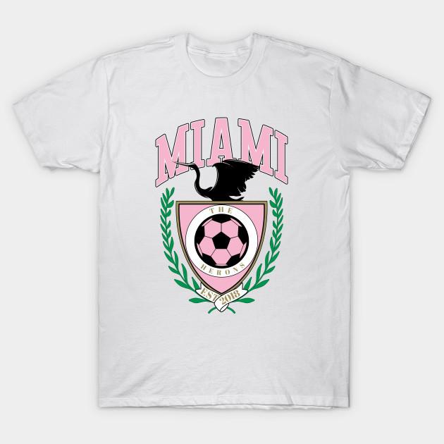 Men Black Print T-shirt Miami Soccer Varsity Style No-Cut Transfer Paper Print Cotton Tshirt 2XL белый