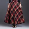 Tooxika Nouă fustă supradimensionată din lână pentru femei, cu o fustă în carouri contrastantă cu talie înaltă