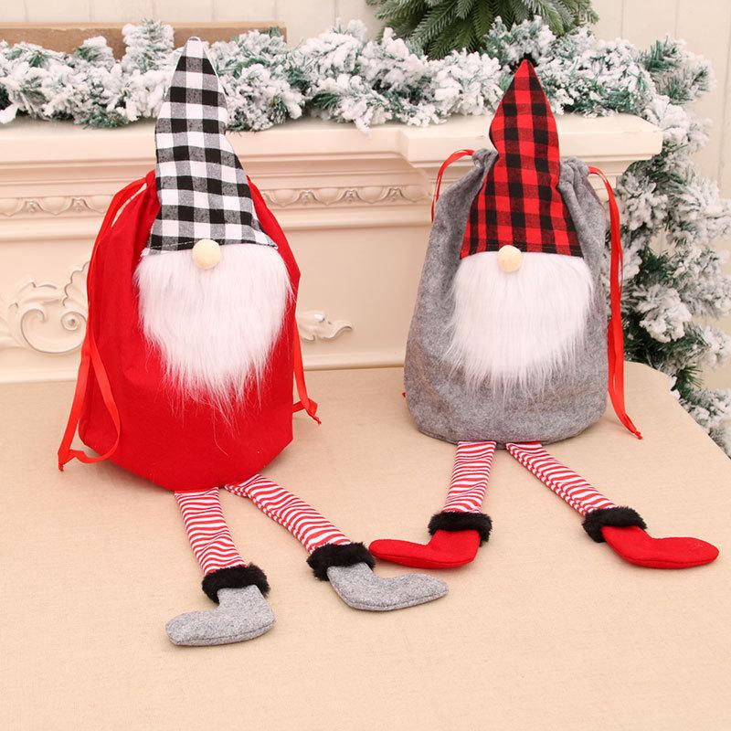 Christmas Faceless Old Man Closing Gift Bag Hanging Leg Christmas Carry Bag Christmas Pack Gift Bag