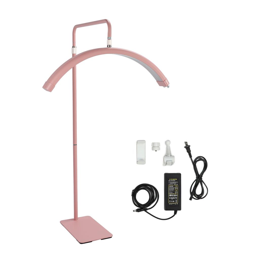 28Inch LED Fill Light Pink Adjustable Lighting Kit Moon Shaped Light for Live Stream Selfies Video