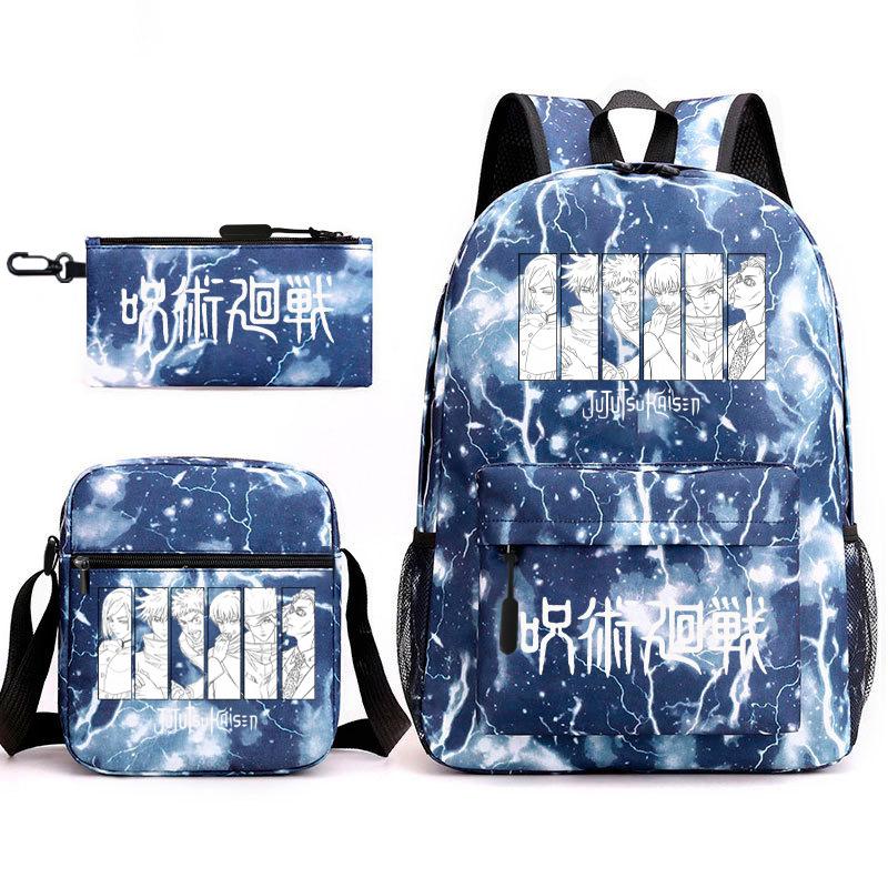 Teen Animation Backpack Elementary School Student Fashion School Bag Three-piece Set