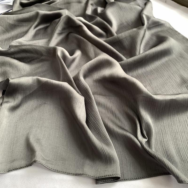 Crinkle Satin Chiffon Hijab for Muslim Women Mini Crepe Plain Shawl Wrinkle Solid Long Turban Islam Headscarf