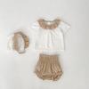 Summer new 0-3 year old baby clothing, fashionable baby girl set, flower embroidery short sleeved top, bread pants