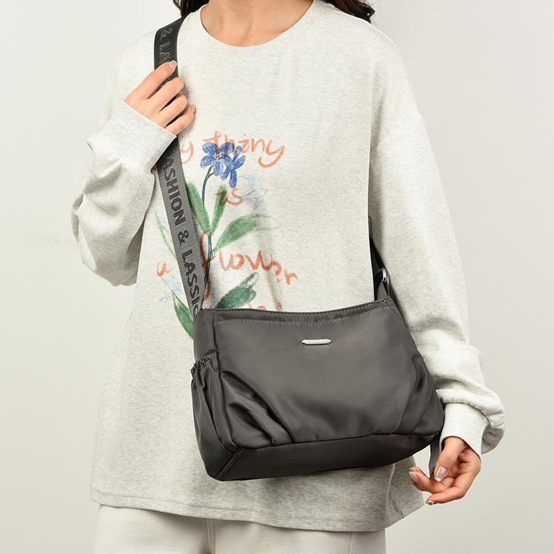 Women's Nylon Crossbody Bag Lightweight Shoulder Tote with Wide Strap Fashionable Everyday Casual Bag