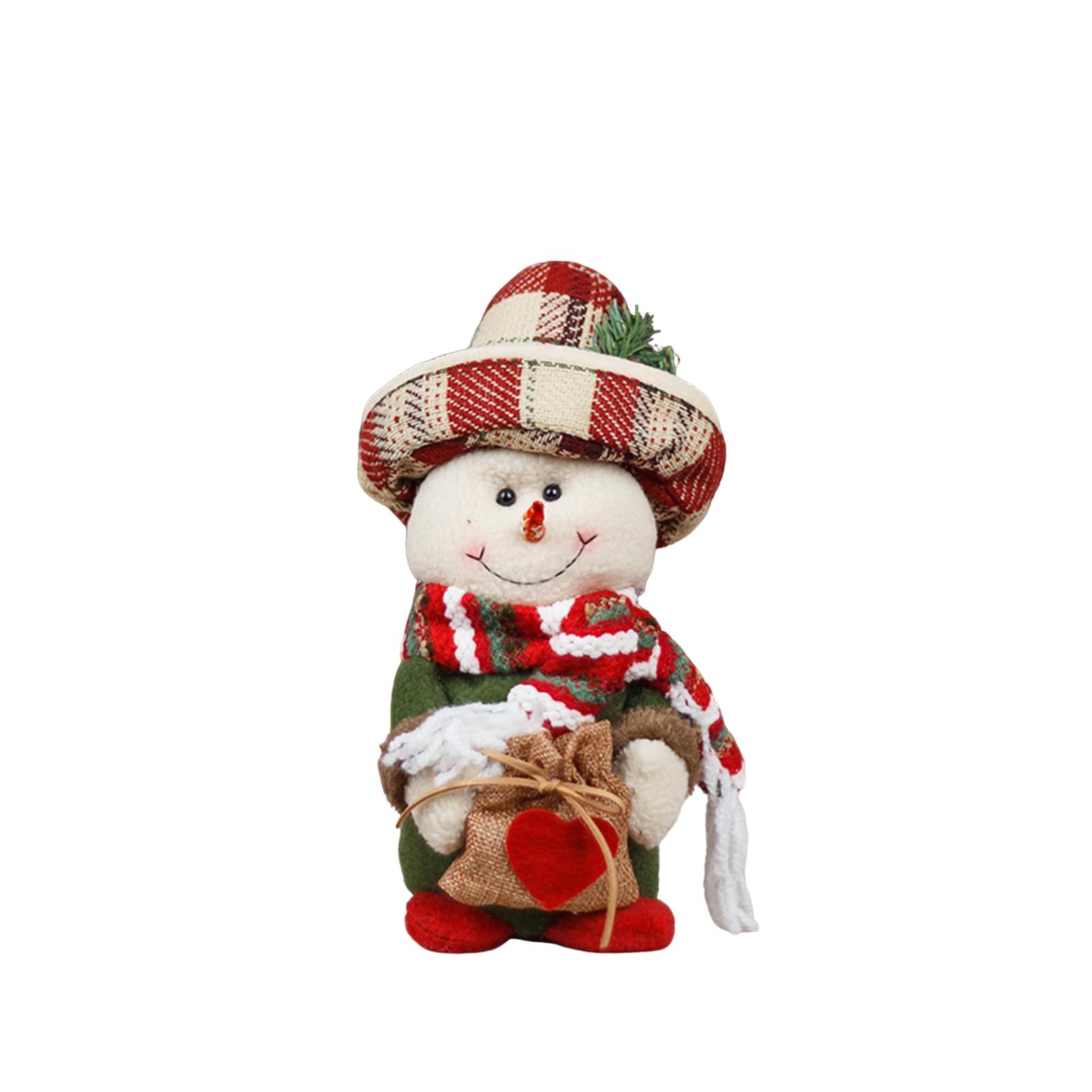 

Vintage Checkered Hat Santa And Snowman Plush Dolls Figurines Christmas Home Table And Shelf Decors Accents One Size