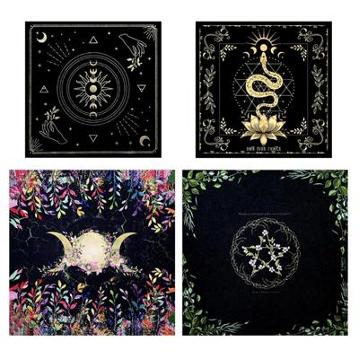 Quadratisches Flanell Tarot Altar Tuch Kartenspiel Brettspiel Astrologie für Orakelkartenunterlage Tischdecke Kartenmatte Divinationstischdecke