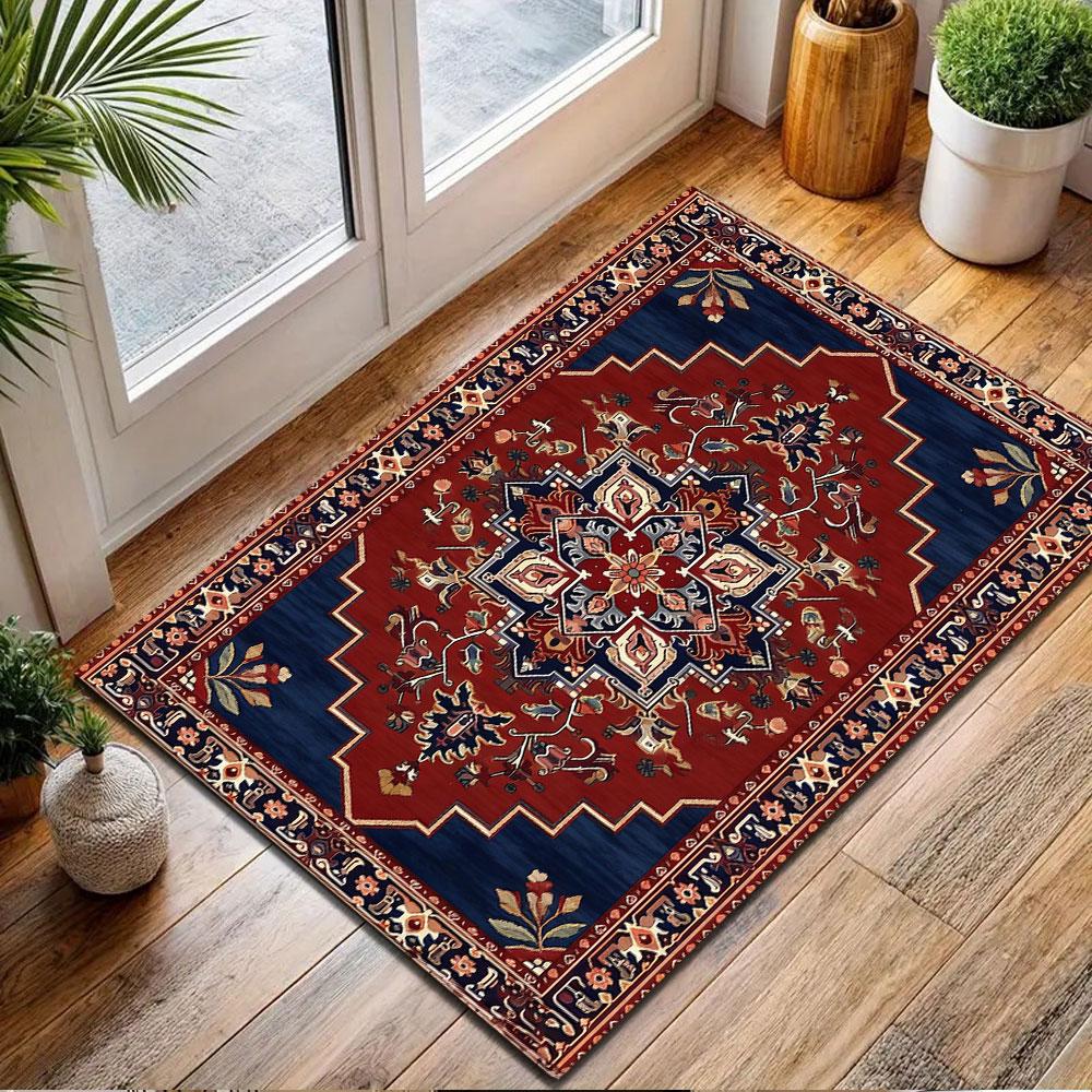 Persian-Inspired Geometric Rug Design Patterned carpet, non slip mat suitable for living room and bedroom sofas