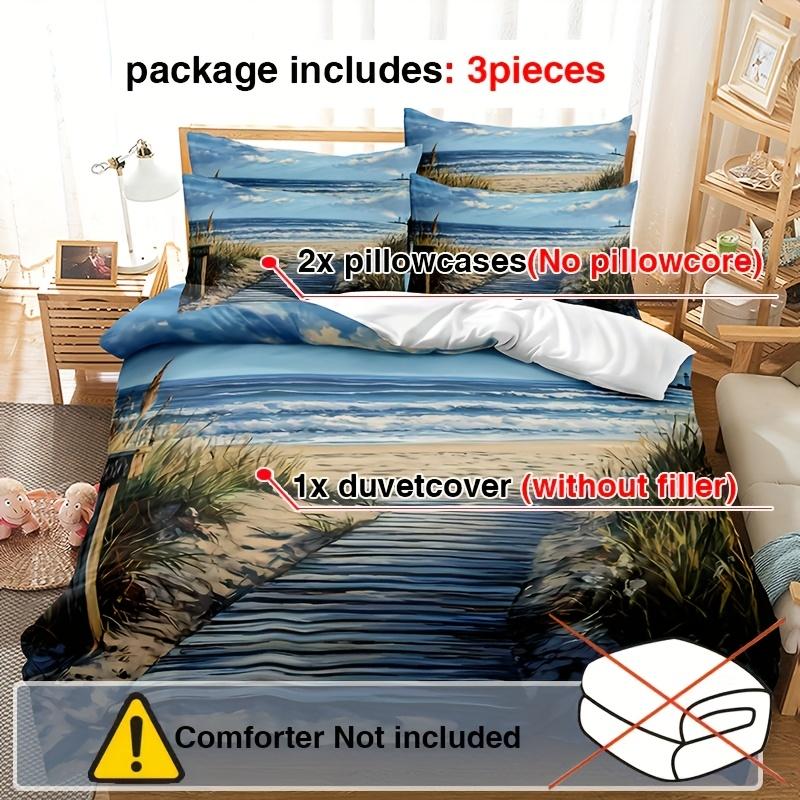 3pcs Beachside Pathway Bedding Set 1*Duvet Cover, 2*Pillowcases, No Fill Included, Soft Comfortable Breathable Duvet Cover Set
