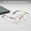 Pure Titanium Frame Sandalwood Inlaid Temple Pilot Double Beams Glasses Big Size Ultra Light  Frame Men's And Women's Eyewear