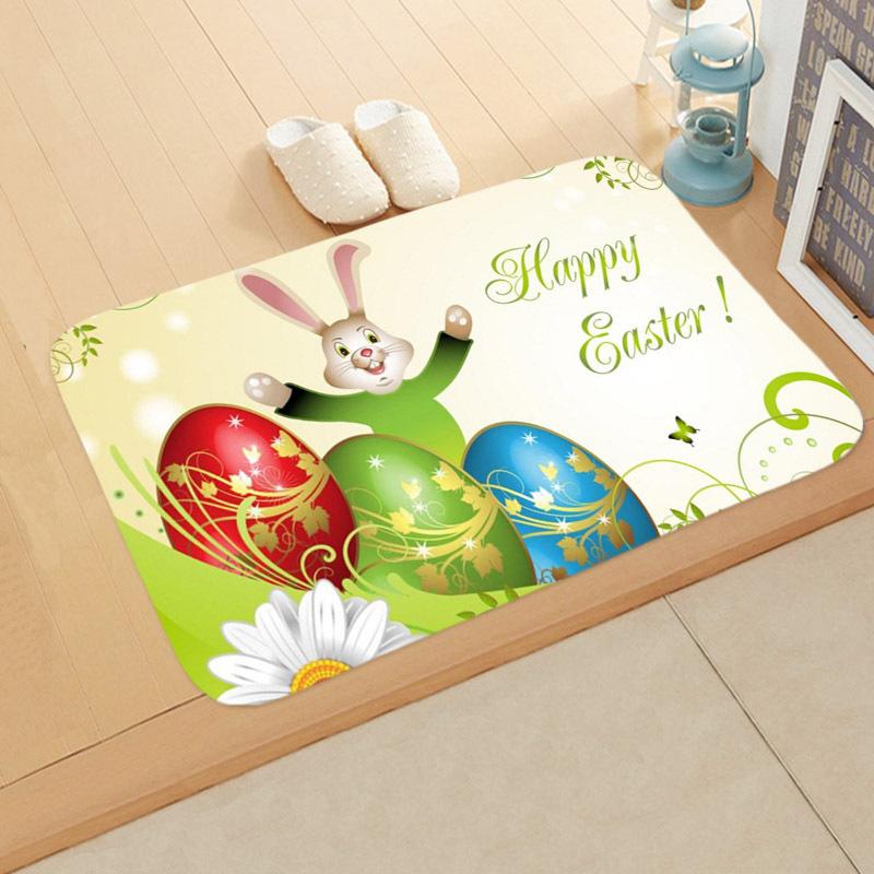 Easter Egg Rabbit Floor Mat Welcome Rugs Bedroom Living Room Entrance Carpet Kitchen Front Door Mat Machine Washable Soft Mats