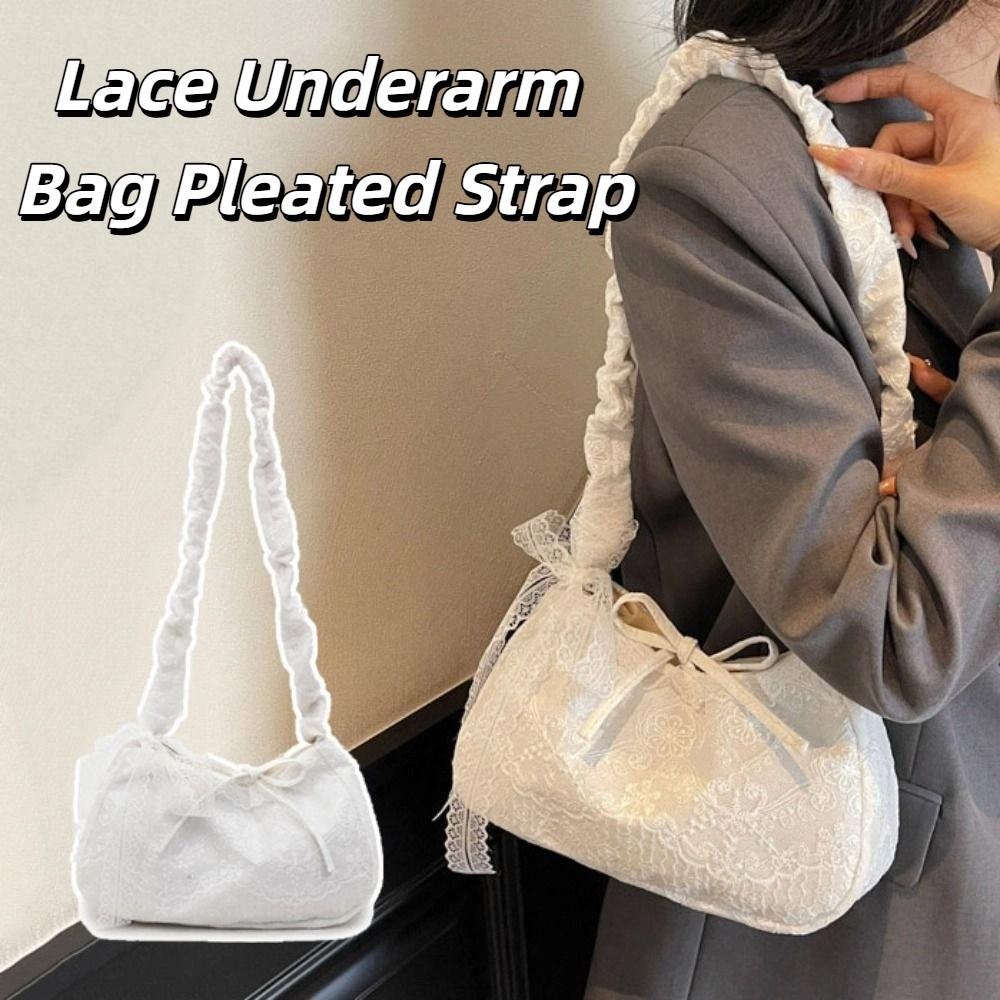 Tote Bag Lace Shoulder Bag With Ribbon Large Capacity Bag Storage Bag Simple Canvas Handbag  Work