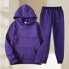 Set Pullover con Cappuccio in Pile Tinta Unita - Tendenza Felpa Casual da Uomo