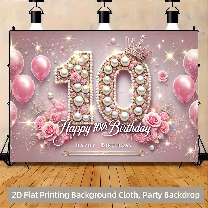 

2D 10th Birthday Crown Backdrop Banner for Princess Themed Party Supplies 47.2x31.5inch/120*80cm