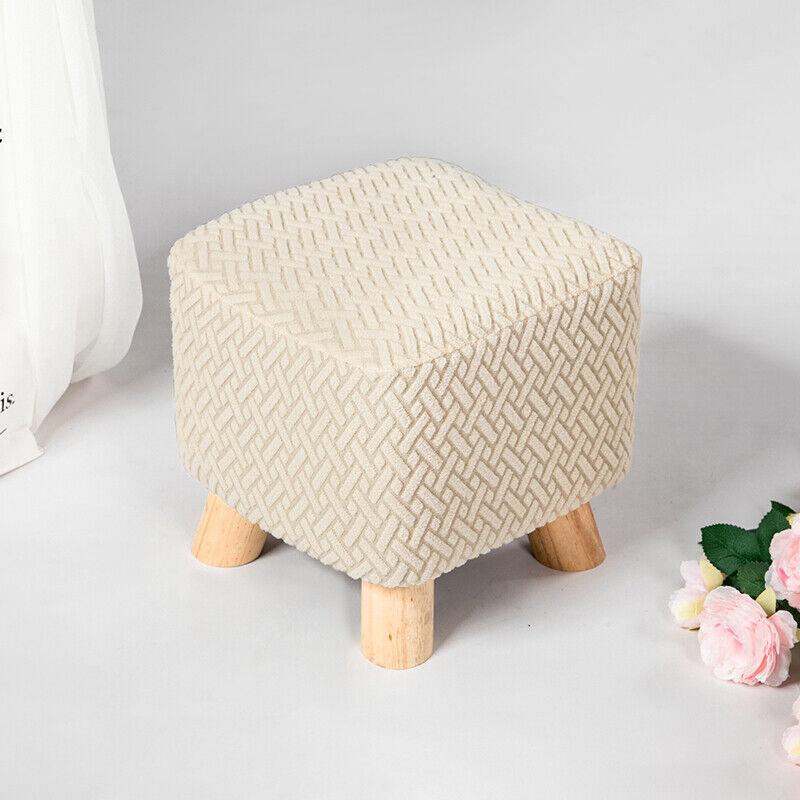 Square Stool Covers Thick Stretch Knitting Round Seat Covers Living Room Chair Cover Small Footstool Ottoman Slipcover Protector