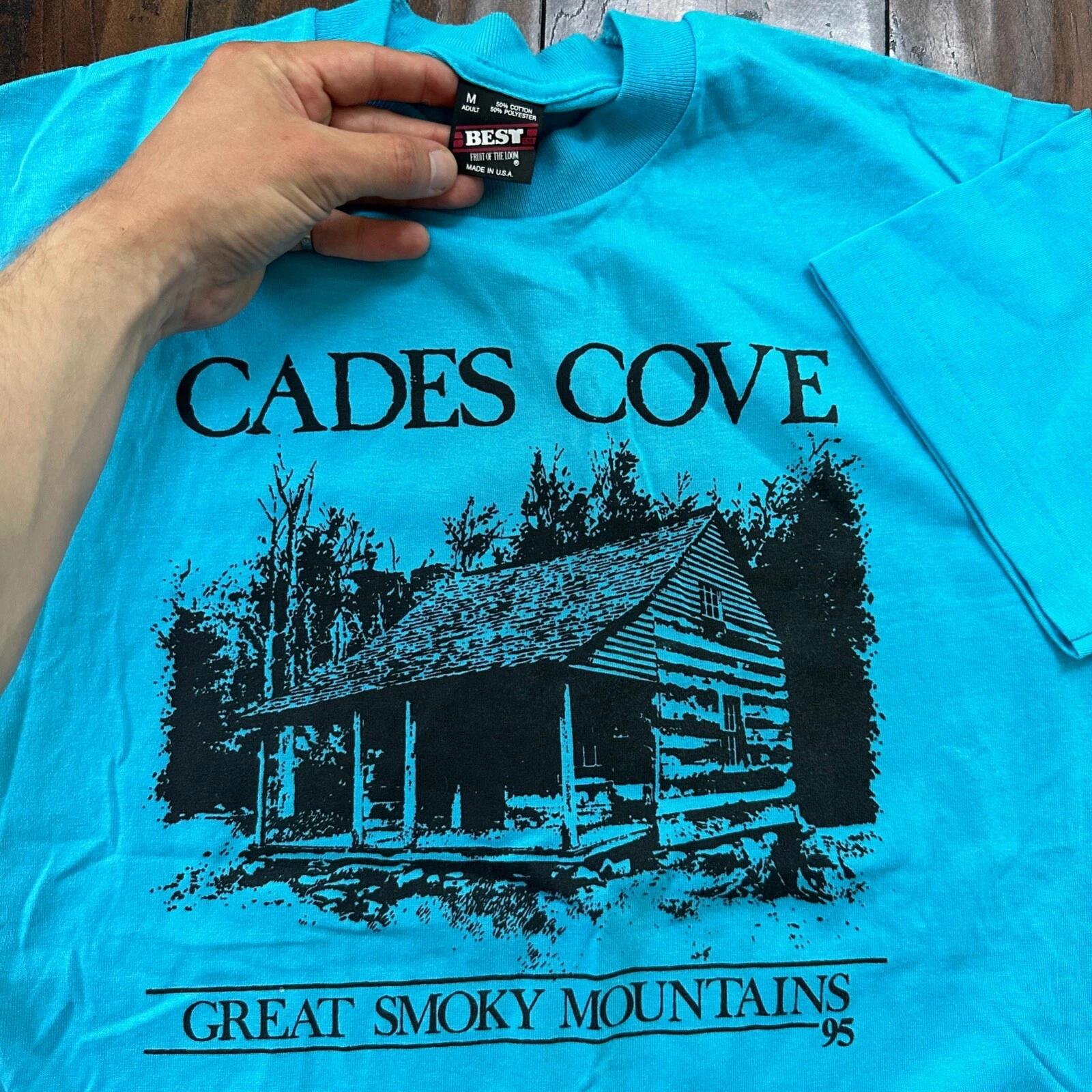 Cades Cove Smoky Mountains Vintage T Shirt Tennessee Travel 90s Single Stitch L