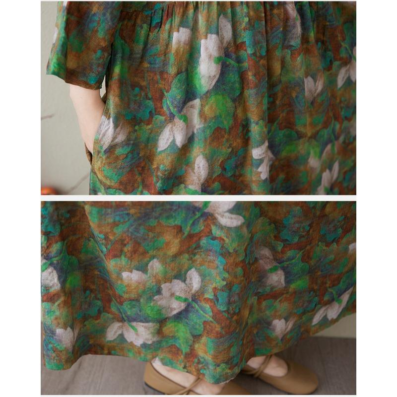 DIMANAF 2025 Mărimi Mari Rochie de Bază de Vară pentru Femei Imprimeu Floral Vintage Casual Larg cu Glugă Rochie Lungă Maxi