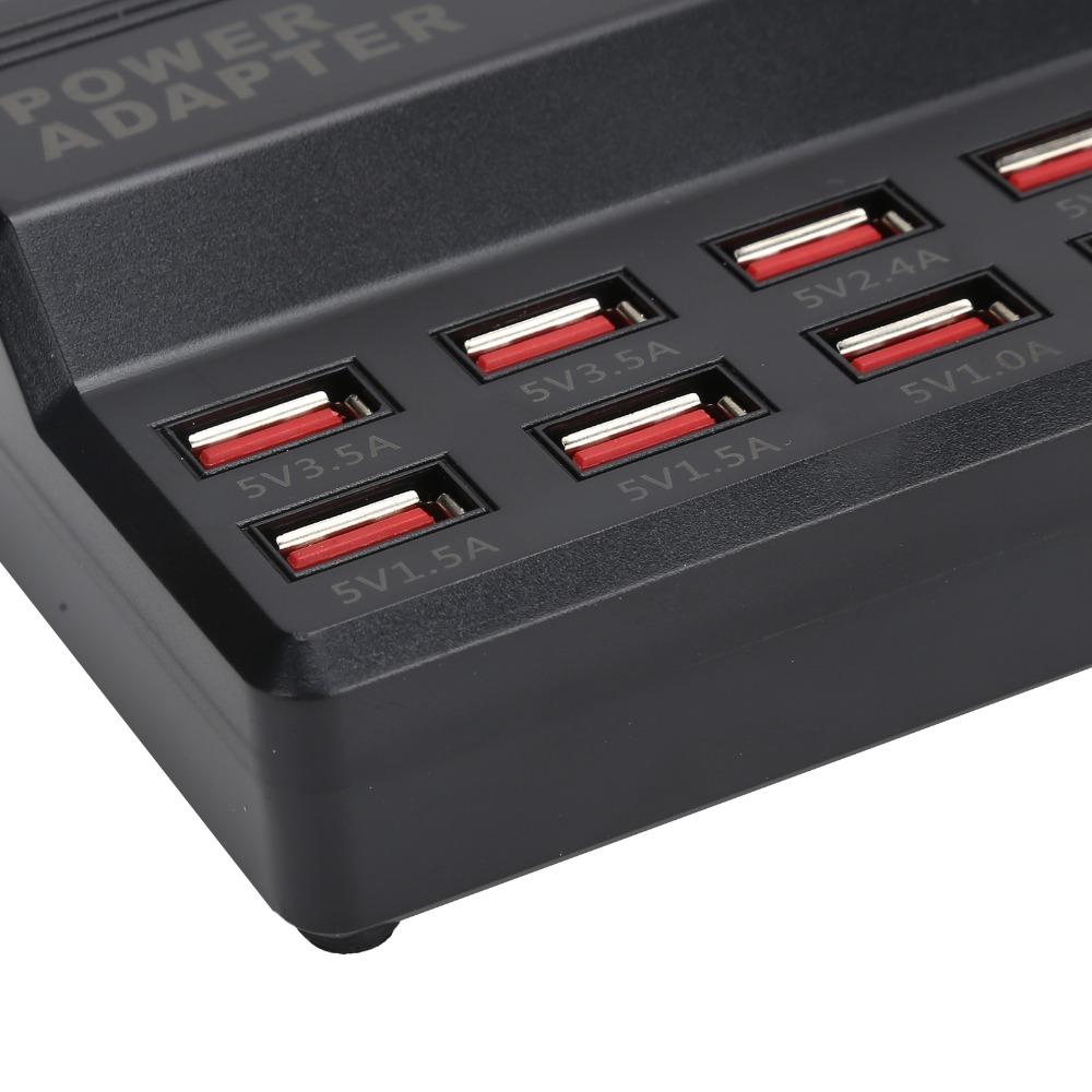 Universal 12A Power USB Smart Charger Fast Charging 10-Ports Multi Ports Charger 60W Power USB Charging Station Travel