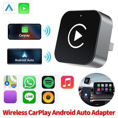 Adaptador Wireless CarPlay Android Auto 2 em 1 Adaptador Wireless CarPlay Dongle USB Inteligente para iPhone para Android Carros com Fio de Fábrica