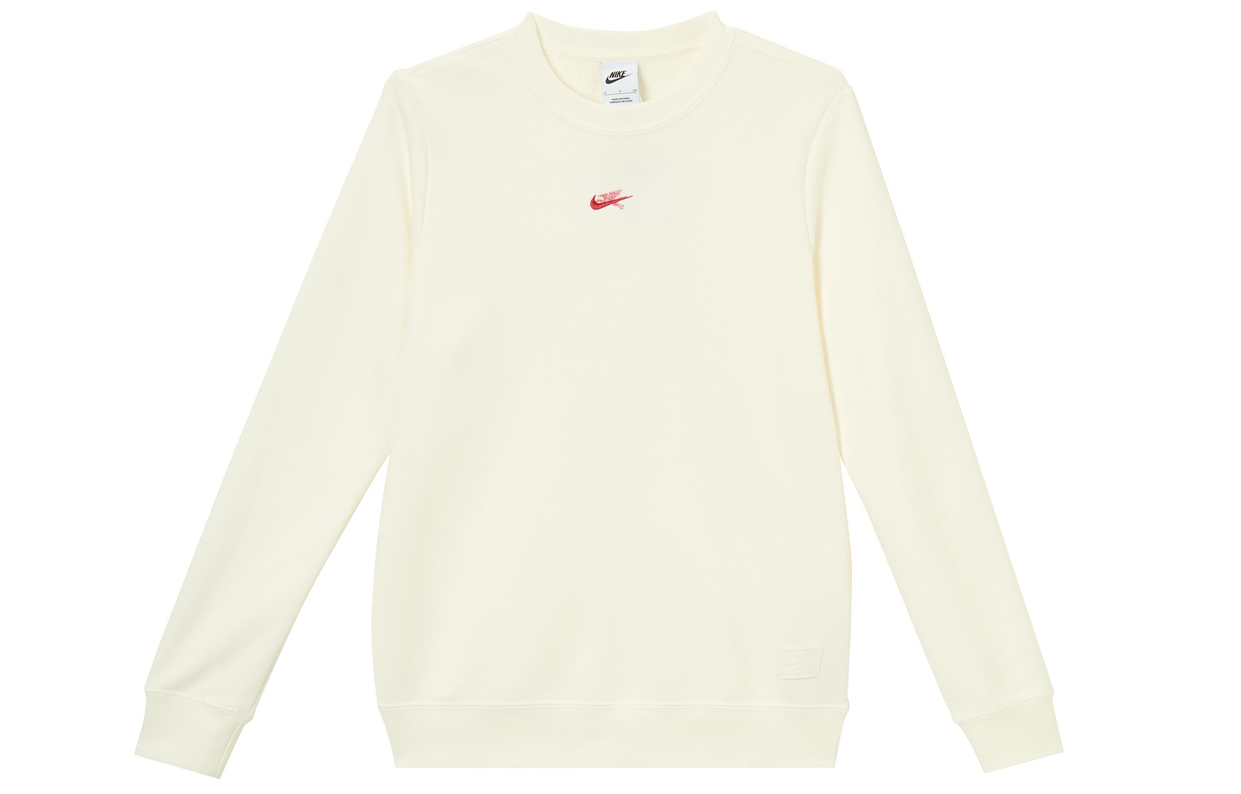 Nike Sweatshirts Women s Ecru Crew Neck Moderate Regular IQ3827-133 L