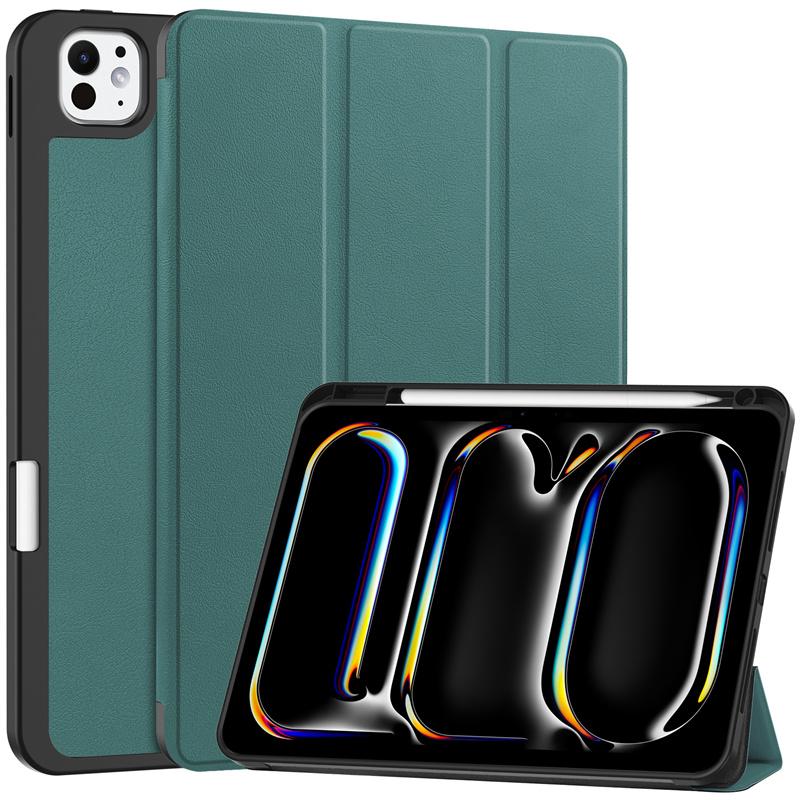 For iPad Pro 2024 Case 11 Inch 5th Gen Tri-fold Leather Painted Stand Smart Case For Funda iPad Pro 11 2024 Case with Pen Holder
