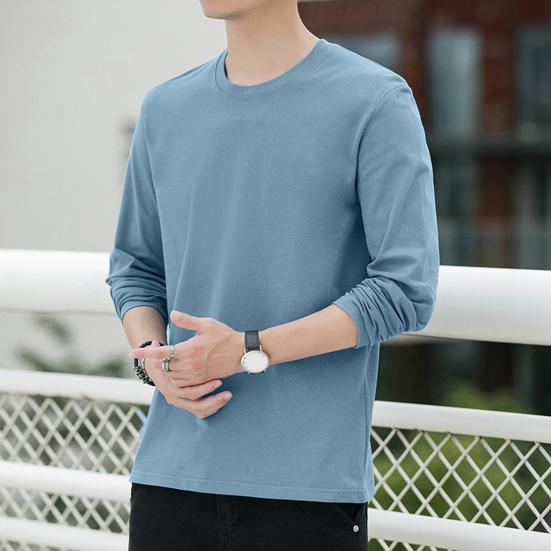 Herren Oberteile Rundhals Langarm Herbst Oberteile Einfarbig Dünne Unterteile Regulärer Stil Lässige Pullover