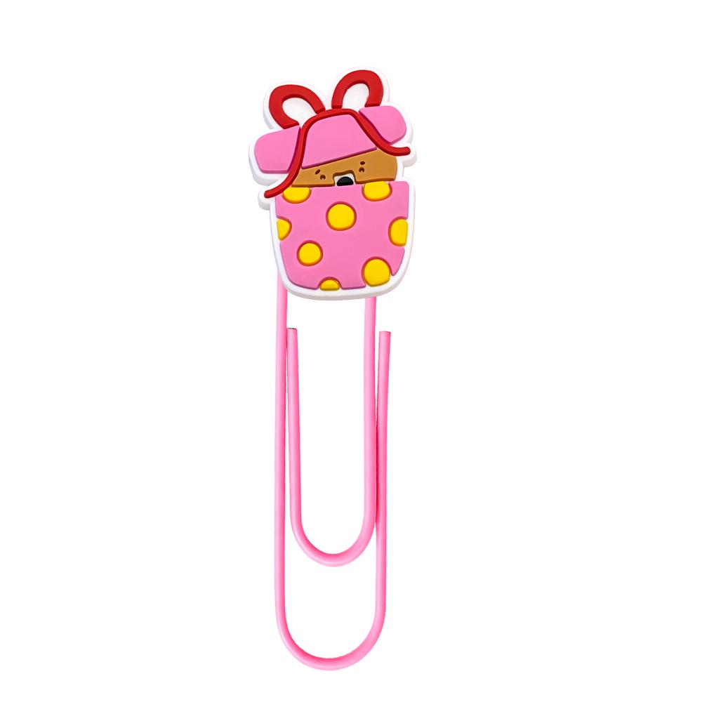 Pink Cartoon Christmas Bookmark Clips - Cute, Large, Colored Page Markers for Office Supplies