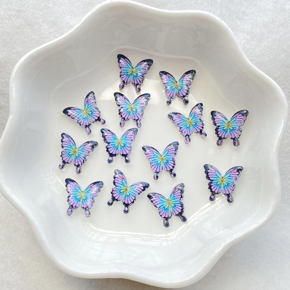 50Pcs Cute Mini Cartoon Colorful Butterflies Nail Art Resin Designer Charms DIY Craft For Nail 3D Decorations Jewelry