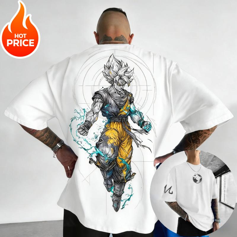 Dragon Ball Anime Super Saiyan Goku Printed Summer Unisex Streetwear Loose Casual and Versatile Parentchild Top