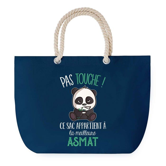 Sac de plage Bleu anse corde Atsem Pas Touche Panda Femme Fin Année Scolaire Collègue Cadeau | Grand Sac de Transport & Sport