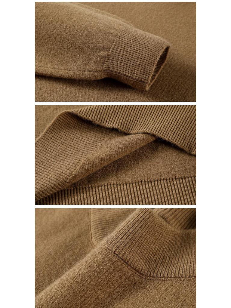Herren Pullover aus einfarbiger Wolle - Herbst/Winter Halber Rollkragen Lässiger Baselayer