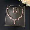 DIEZI Luxury Wedding Bridal Purple Pink Crystal Necklace Earrings Jewelry Sets For Women Fashion Water Drop Rhinestone Jewelry