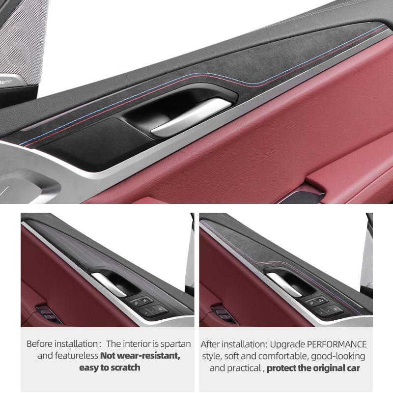 For BMW X3 G01 X4 G02 Made of Alcantara/Carbon Fiber Leather Car Interior Door Panel Trim Strips Performance Stickers Accessory