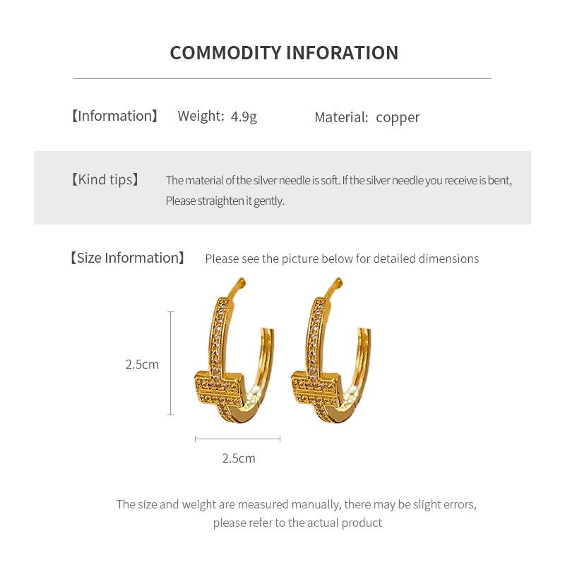 Ear Cuff Letra em Ouro 18K Banhado com Zircônia – Acessório de Brinco Elegante para Mulheres