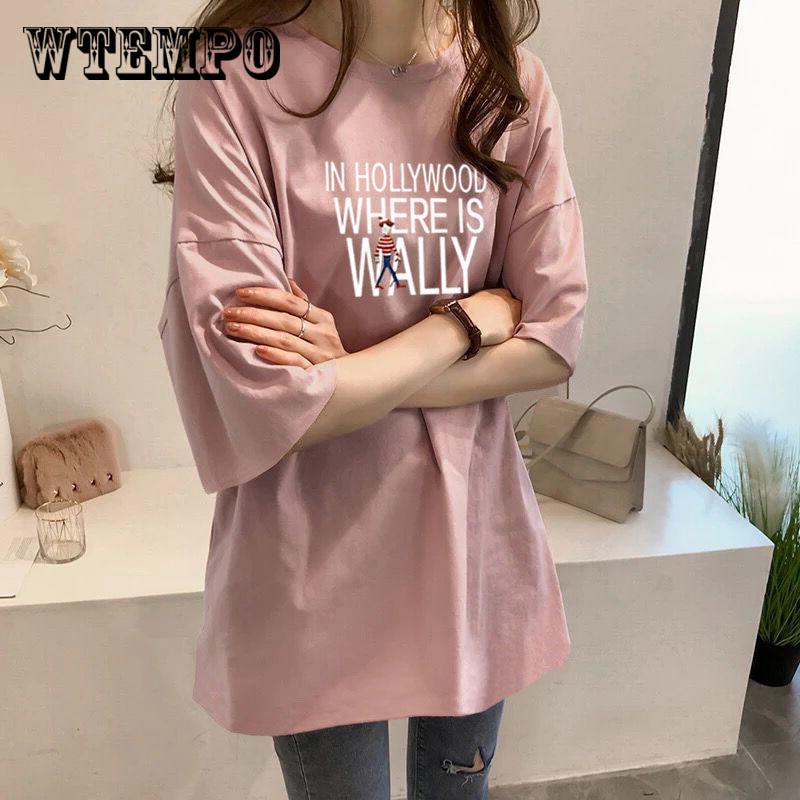 

WTEMPO Letter Women tshirts Casual T Shirt For Lady Top Tee Hipste