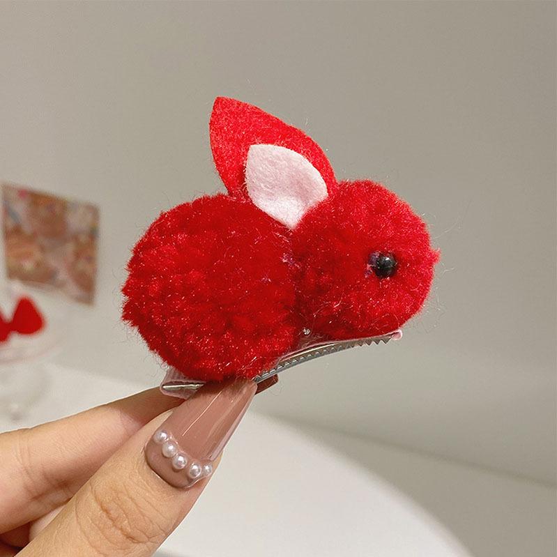Autumn And Winter Cartoon Children'S Hairpin Three-Dimensional Plush Cute Bunny Hairpin Baby Does Not Hurt Hair Side Clip Hair Accessories Girl