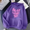 Gesù mi ama Stampa Divertente con Lettere Felpe Donna Autunno Calda Felpa Pile All-Match Tasca Felpa con Cappuccio Oversize