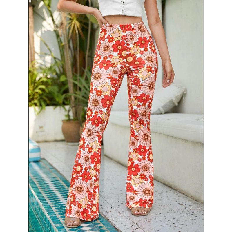 

Floral Casual High Waisted Flared Pants Floral Casual High Waist Flared Pants Red 2XL