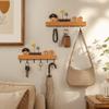 Wooden Key Hook Rack 6 Hooks Wall Decorative Hook Entryway Organizer Coat Rack Towels